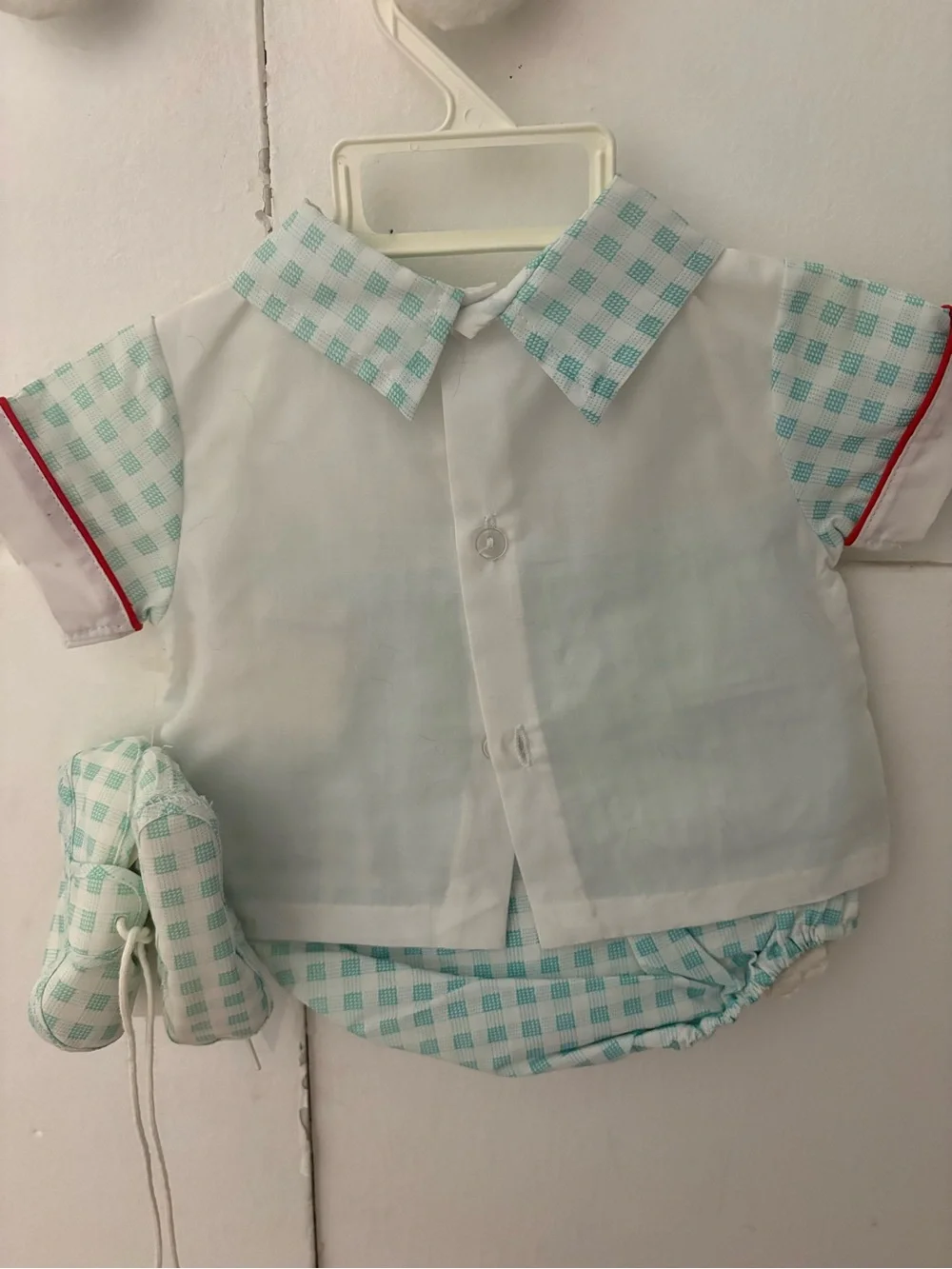 Playtogs Vintage Baby Boys' Blue & White Train Set w/ Booties